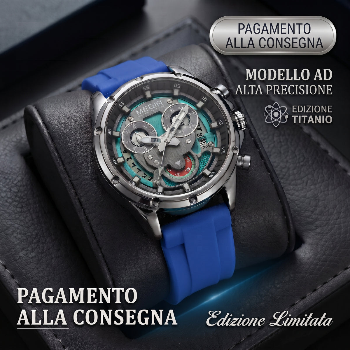 MEGIR 2248 Orologio al quarzo da uomo personalizzato con cinturino in silicone, luce notturna, orologio sportivo alla moda, impermeabile, con calendario