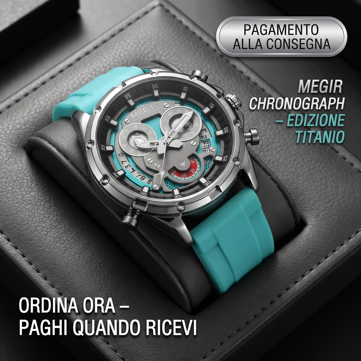 MEGIR 2248 Orologio al quarzo da uomo personalizzato con cinturino in silicone, luce notturna, orologio sportivo alla moda, impermeabile, con calendario